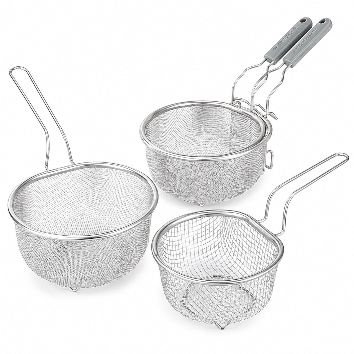 110.B304 ステンレス 揚げ物・麺ゆで用ストレーナー キッチン揚げかご 水切りバスケット 家庭用濾し網