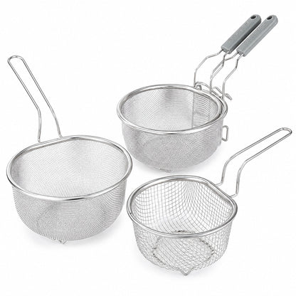 110.B304 ステンレス 揚げ物・麺ゆで用ストレーナー キッチン揚げかご 水切りバスケット 家庭用濾し網