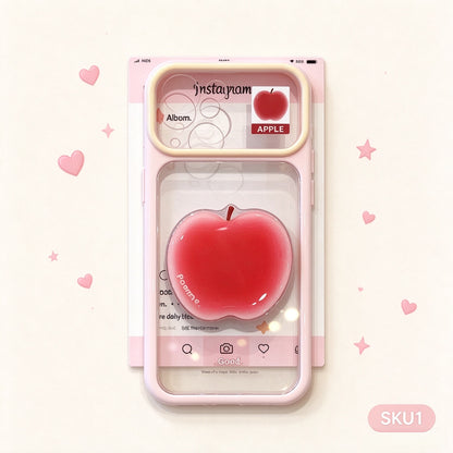 195.スマホケース フルーツデザイン おそろい 韓国風 可愛い クリアケース スタンド機能 グラデーション 落下防止 耐衝撃 軽量 女子 高校生 プレゼント