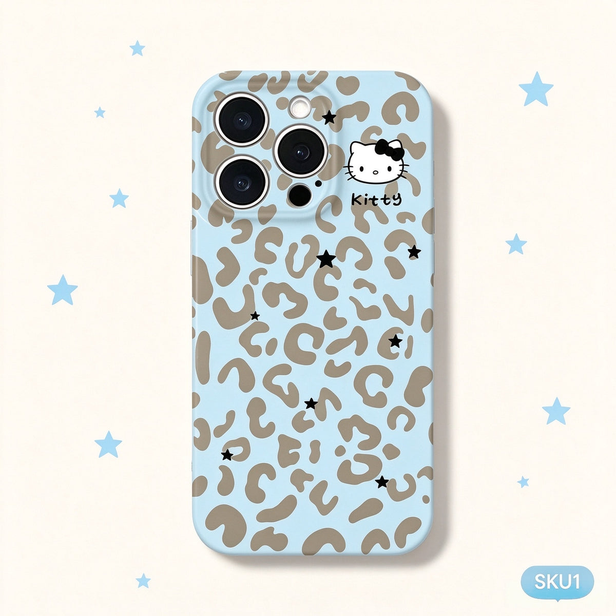197. スマホケース HelloKitty ハローキティ ヒョウ柄 水色 おそろい ペア 韓国風 可愛い クリアケース 落下防止 耐衝撃 軽量 女子 高校生 プレゼント