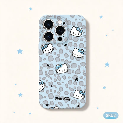 197. スマホケース HelloKitty ハローキティ ヒョウ柄 水色 おそろい ペア 韓国風 可愛い クリアケース 落下防止 耐衝撃 軽量 女子 高校生 プレゼント