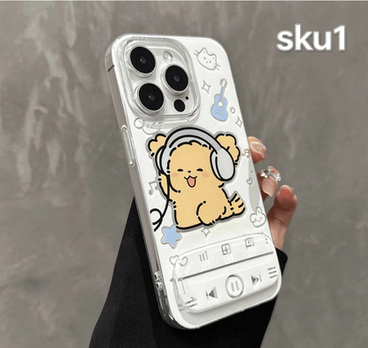 193.スマホケース キャラクター おそろい ペア オリジナル 韓国風 可愛い クリアケース スタンド機能 メディアプレーヤー風 落下防止 耐衝撃 軽量 女子 高校生 プレゼント