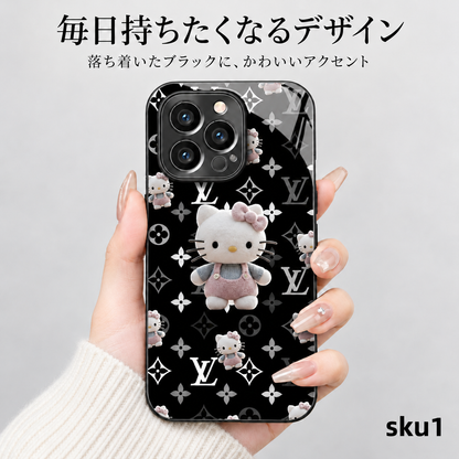 215.ガラス背面 おしゃれデザインスマホケース ビーズストラップ付き 耐衝撃 カメラ保護 かわいい 大人可愛い 韓国風 携帯カバー