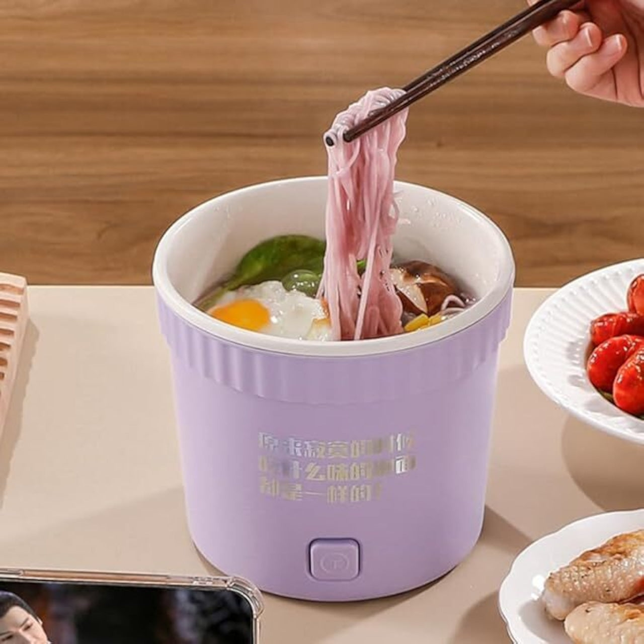 072.1L 一人用 ミニ電気鍋 携帯式保温調理鍋 多機能炊飯器 110V ラーメン・スープ・蒸し調理・揚げ物対応 一人暮らし・キャンプ・ピクニック・パーティーに最適