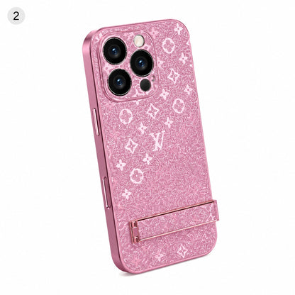 077.メッキ仕様 ラメ入りトレンドブランド風 iPhone17 専用 高級感耐衝撃スマホケース