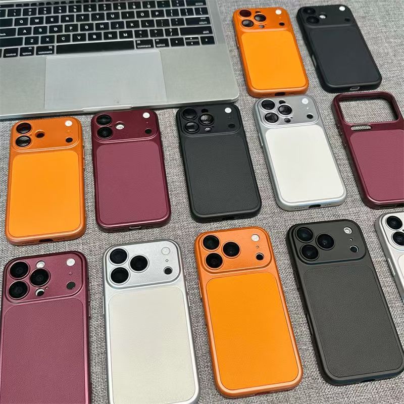 184.iPhone 15 Pro ケース レザー調 ツートンカラー レンズ一体保護 スマホケース 耐衝撃 指紋防止 薄型 大人 ビジネス iPhone14 Pro iPhone13 Pro iPhone16 Pro 対応 ブラック / ワインレッド / シルバーホワイト / オレンジ