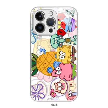 156.スマホケース キャラクター柄 かわいい クリアケース 背面プリント カメラ周り保護 おしゃれ ピンク