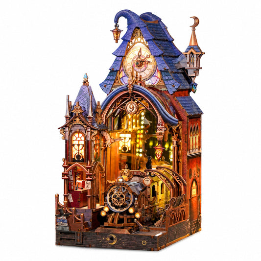 096.魔法プラットフォーム 異想の書境 組立ブックヌック 魔法の杖センサー付き 伸縮式プラットフォーム 精密ディテール 3D 組立おもちゃ