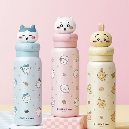 178.ちいかわ 水筒 550ml 保温保冷水筒 316ステンレス ストロー付き 真空断熱 立体キャップ かわいい キャラクター 学生 通勤 プレゼント 3種類
