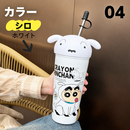 123.クレヨンしんちゃん 3D ビッグヘッドキャラクター水筒 ステンレス製ストロータンブラー 保冷保温対応 通勤通学用人気グッズ