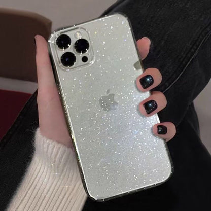 221.``` iPhone 16 Pro Max ケース クリア ラメ キラキラ 縁取りラインストーン 透明 薄型 TPU 耐衝撃 カメラ保護 おしゃれ レディース プレゼント ```