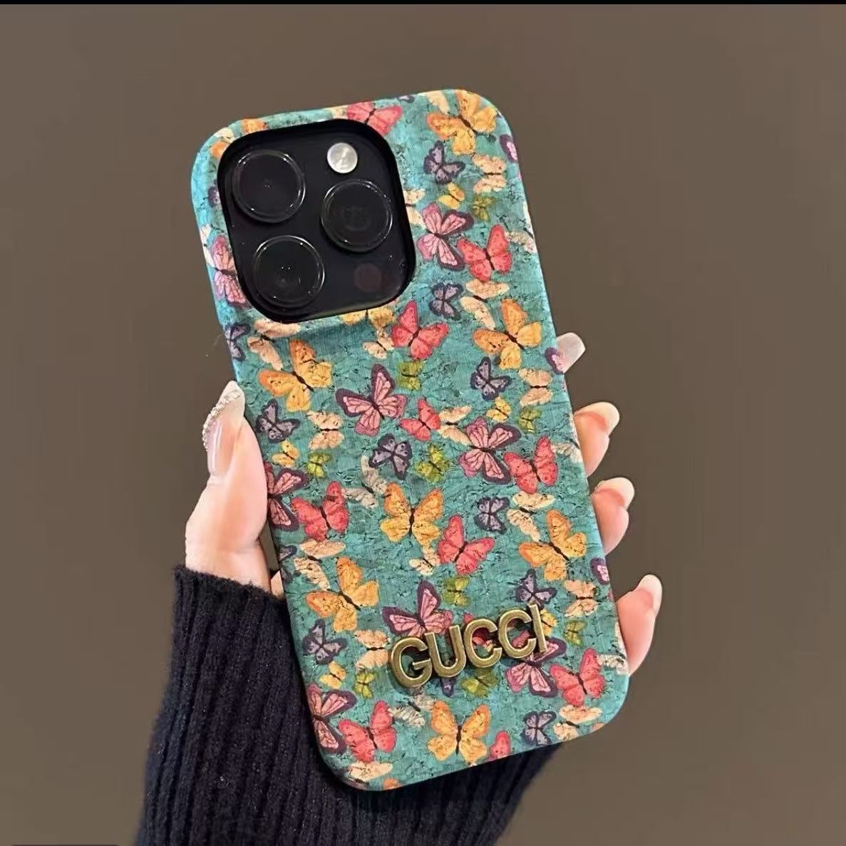 206.ヴィンテージ蝶々柄 布調 iPhone ケース レトロおしゃれ カメラ保護 落下防止 大人可愛い スマホカバー