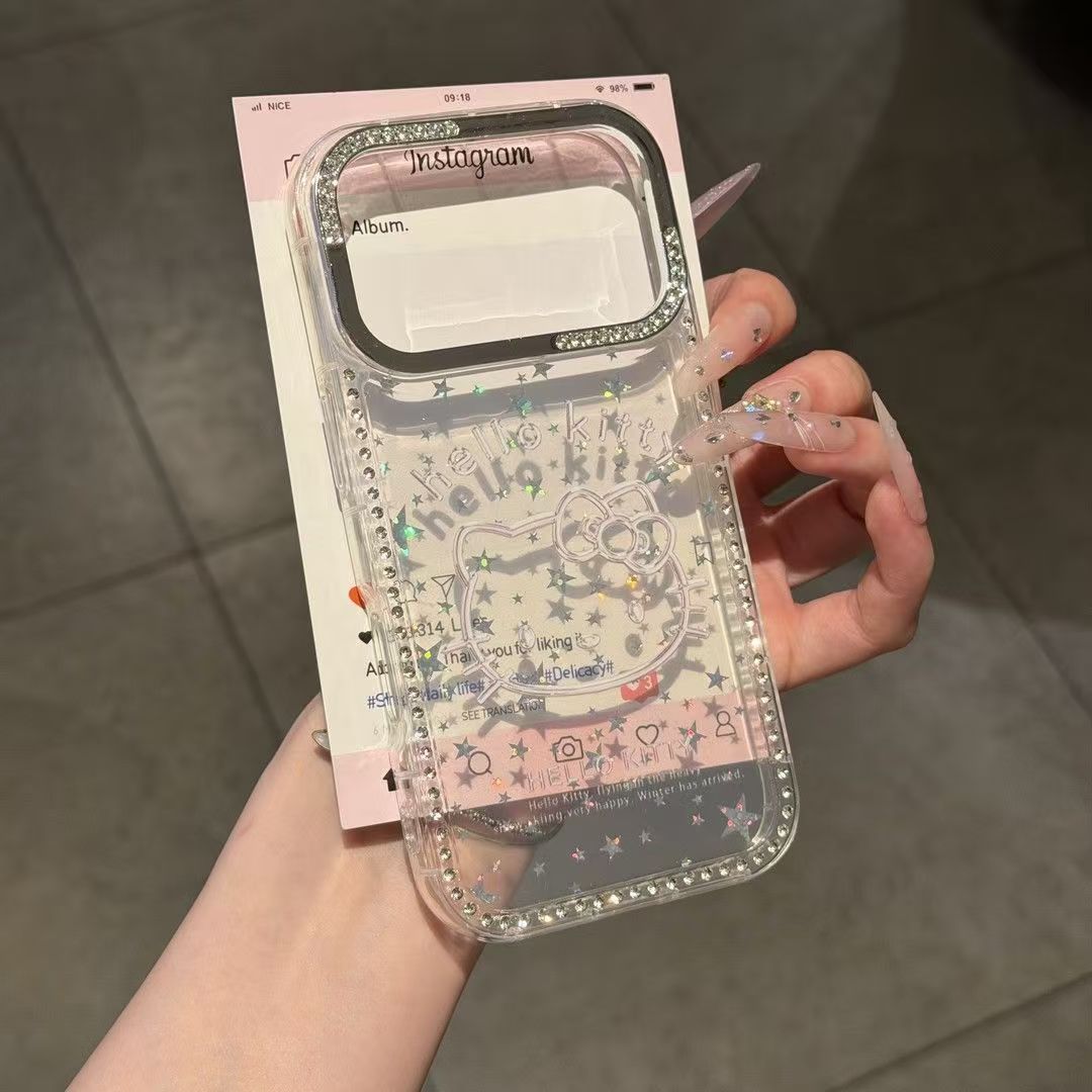220.``` iPhone 16 Pro Max ケース クリア ラメ キラキラ ラインストーン縁取り 可愛い 透明 TPU 耐衝撃 レンズ保護 薄型 おしゃれ レディース プレゼント ```