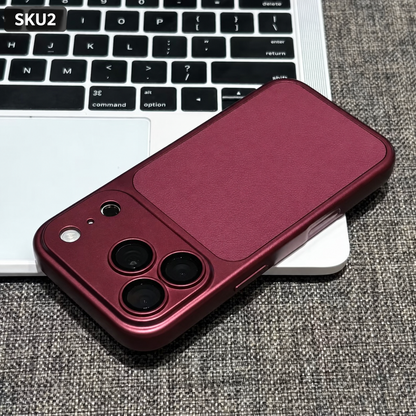 184.iPhone 15 Pro ケース レザー調 ツートンカラー レンズ一体保護 スマホケース 耐衝撃 指紋防止 薄型 大人 ビジネス iPhone14 Pro iPhone13 Pro iPhone16 Pro 対応 ブラック / ワインレッド / シルバーホワイト / オレンジ
