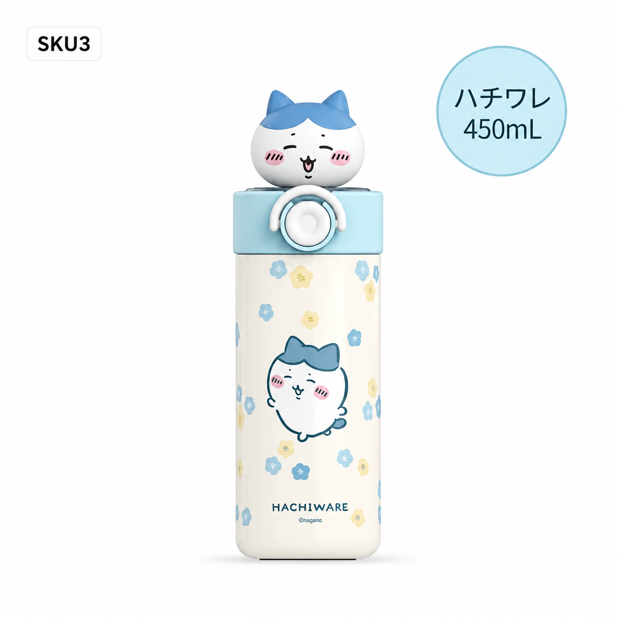 181.水筒 450ml 316 ステンレス 真空断熱 保温保冷 ワンタッチオープン 漏れ防止 立体キャラクター蓋 ストラップ付き 可愛いマグボトル 通勤通学 プレゼント 3 種類選択可